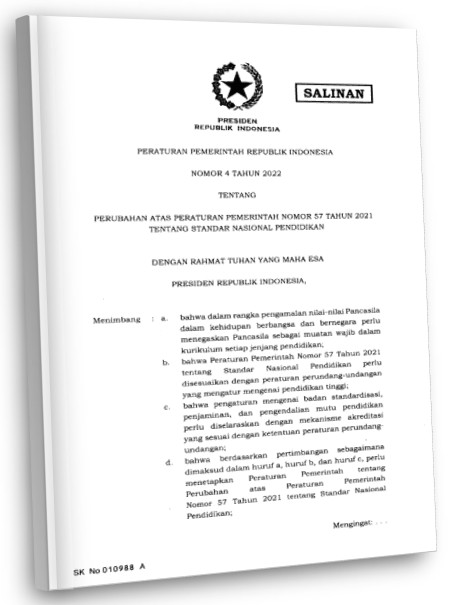 peraturan pemerintah nomor 04 tahun 2022 tentang standar nasional pendidikan 001