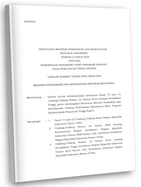 permendikbud no 06 tahun 2020 ttg penerimaan mahasiswa baru program sarjana pada ptn 001